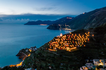 Widok Szopki z trasy Beccara, Manarola, Cinque Terre, Włochy